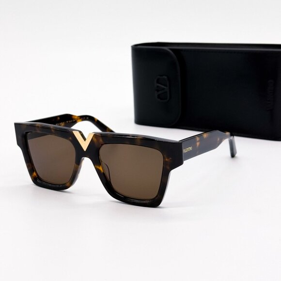 NEW VALENTINO SUNGLASSES WOMEN HAVANA V-GOLD-II VLS-162B EYEWEAR main image 4